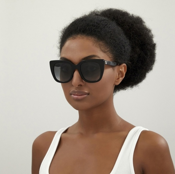 NEW GUCCI CAT-EYE WOMEN'S SUNGLASSES GG0163SN 001 BLACK GUCCI EYEWEAR GG0163SN - Picture 3 of 9